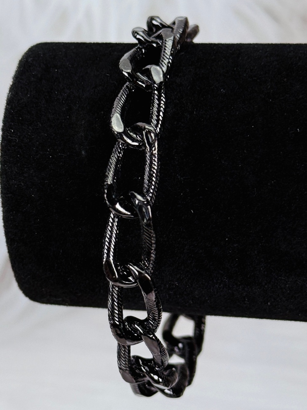 Black gunmetal chainlink bangle bracelet